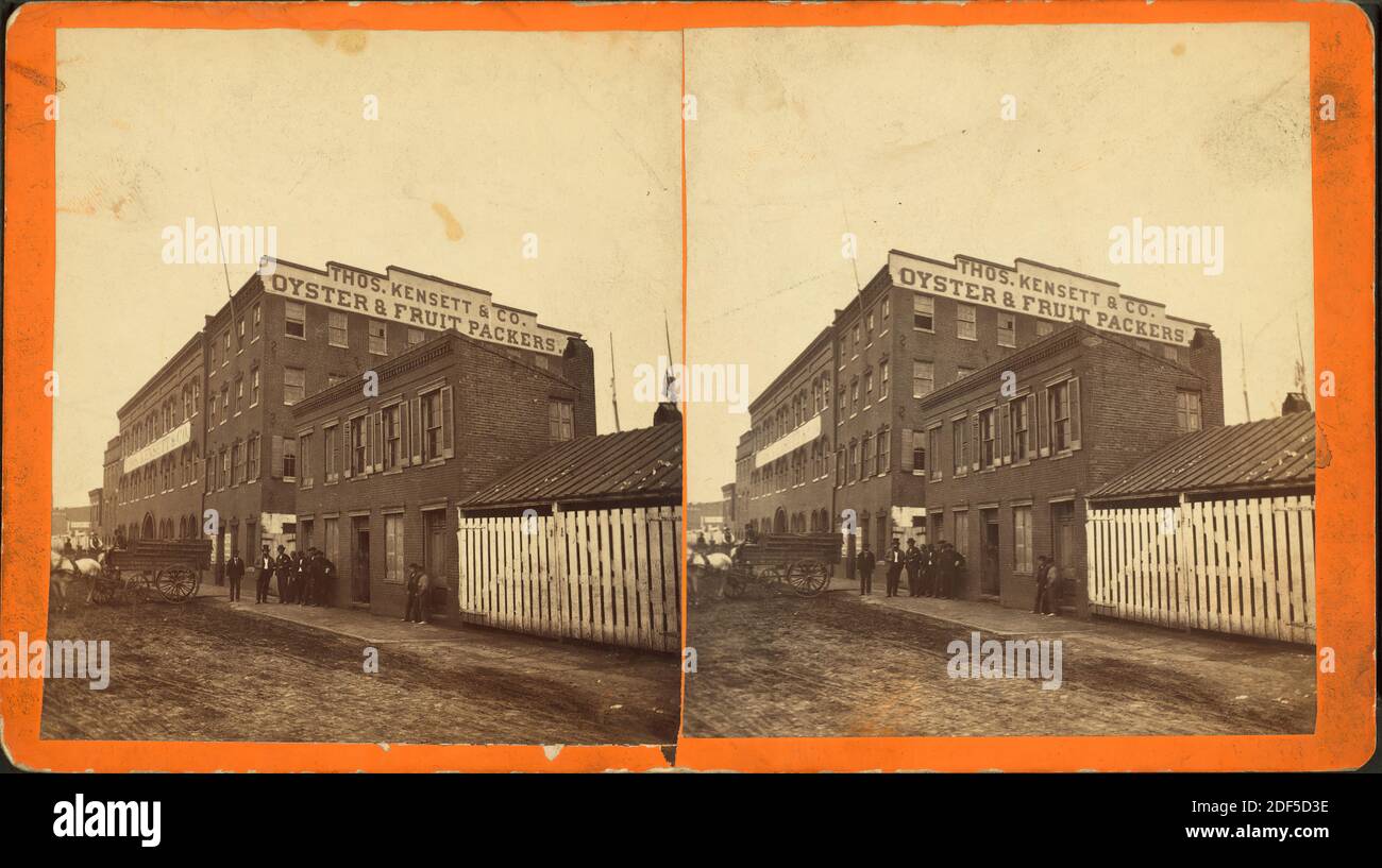 Thomas Kensett & Co. oyster and fruit packers, Hagerstown, Md., still image, Stereographs, 1850 - 1930 Stock Photo