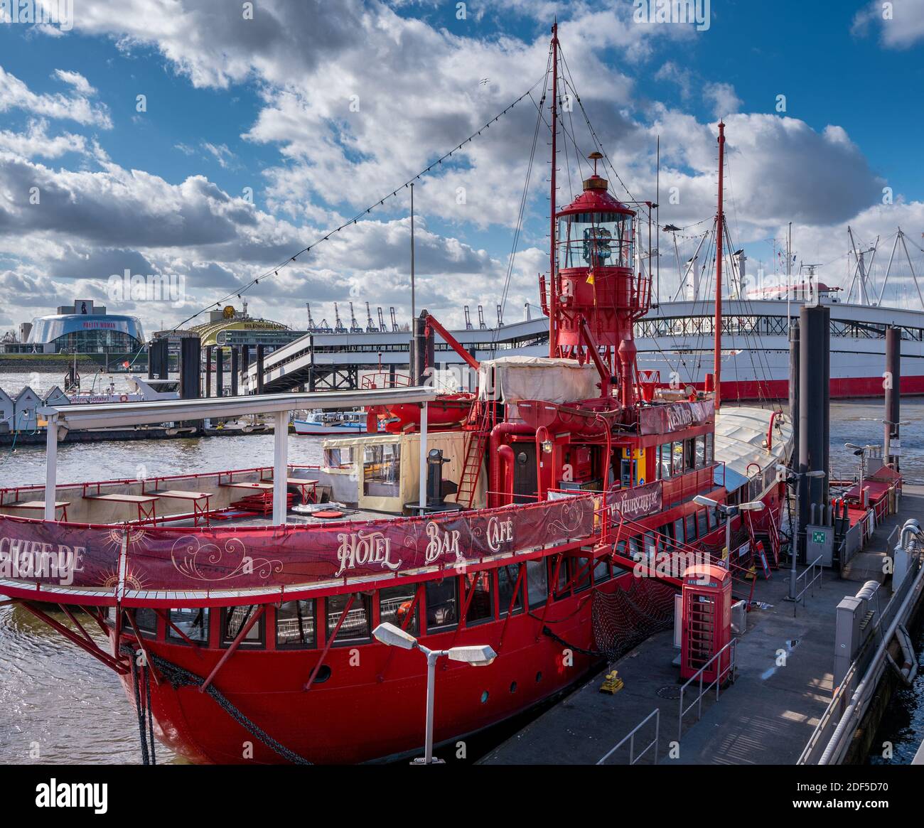 Red Museum Ship In The Port Of Hamburg Stock Photo