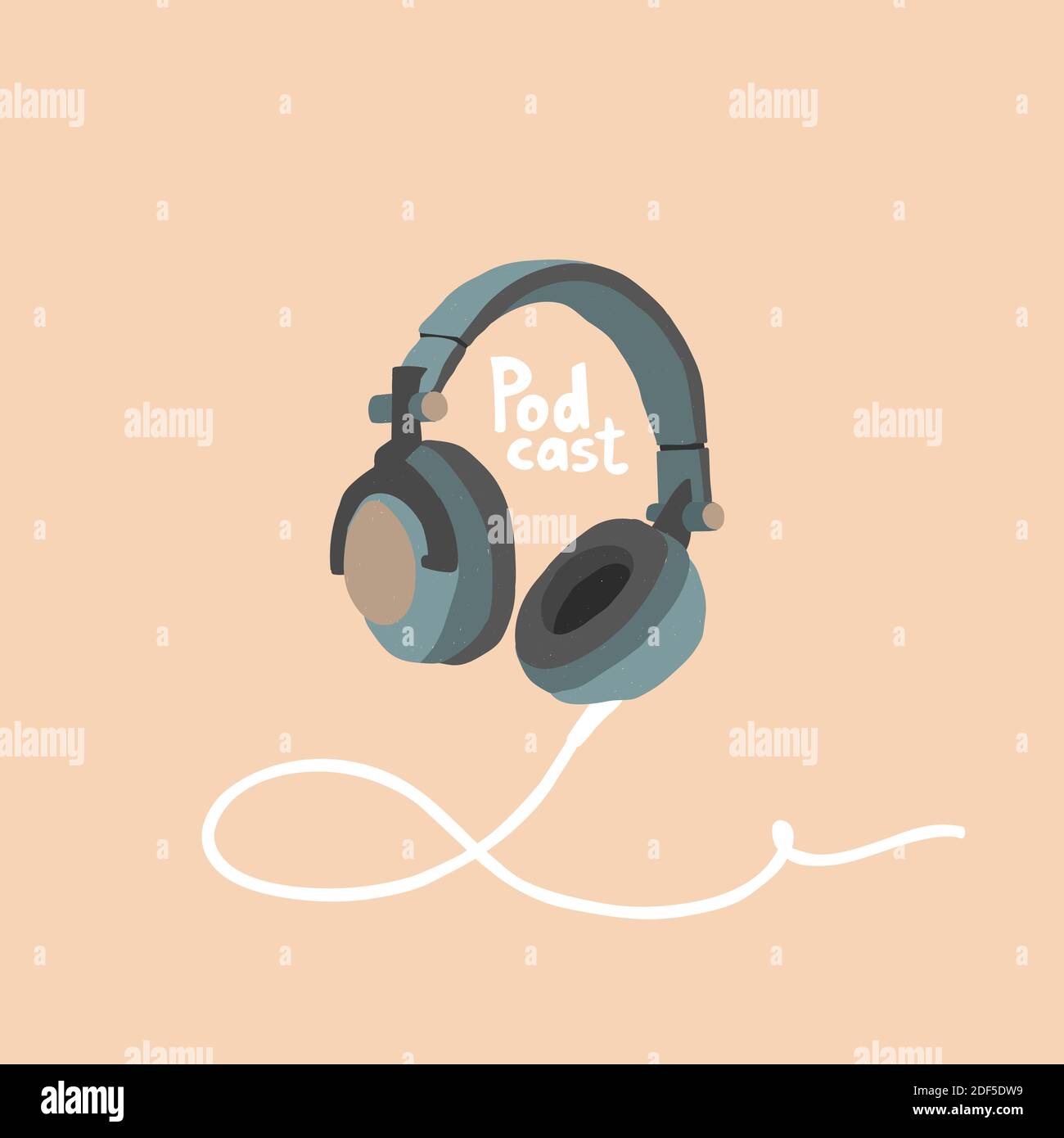 Studio Headphones For Podcast Broadcasts For Voice Recording Vector Illustration In Hand Drawing Style Eps 10 Stock Vector Image Art Alamy