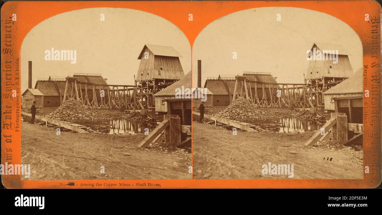 Among the copper mines, shaft house., still image, Stereographs, Childs, B. F. (Brainard F.) (ca. 1841-1921 Stock Photo