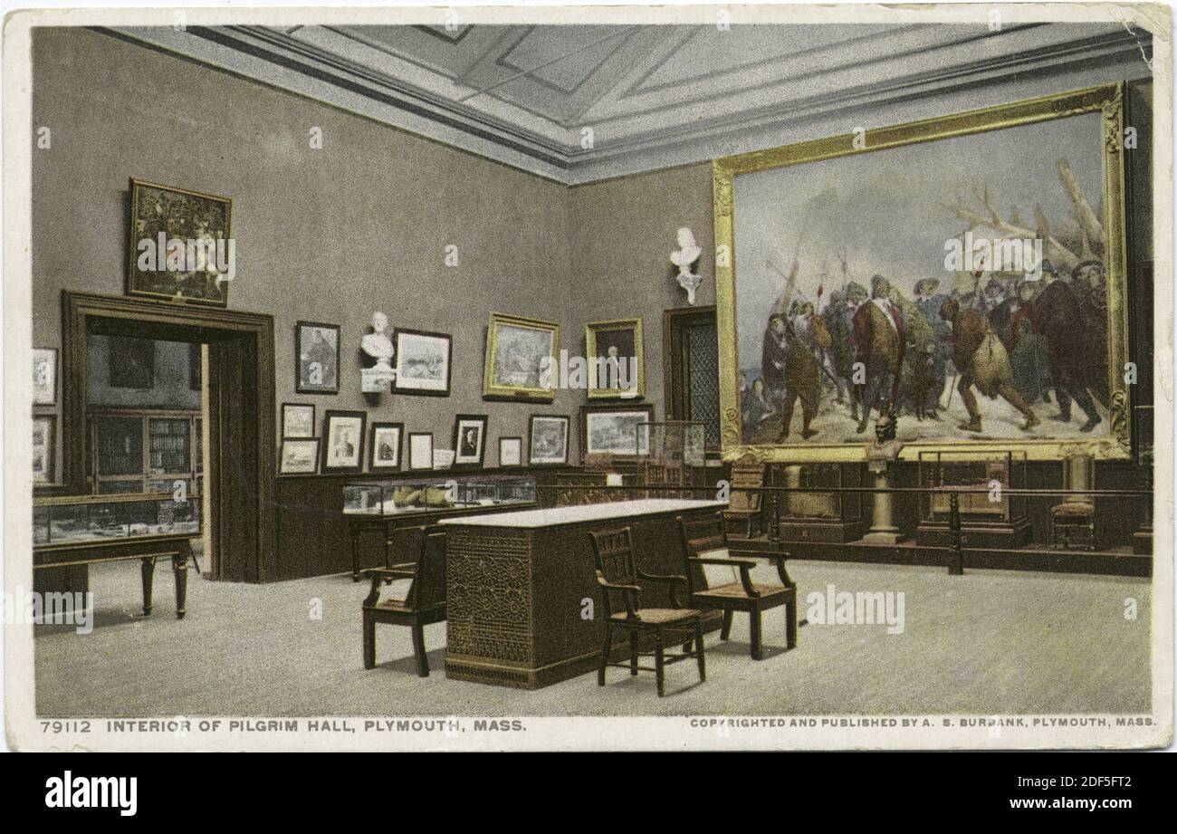 Interior of Pilgrim Hall, Plymouth, Mass., still image, Postcards, 1898 ...