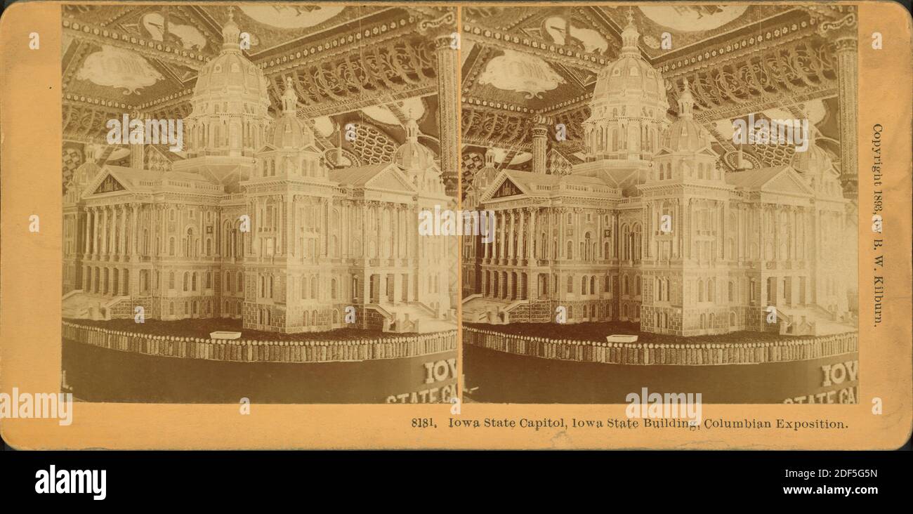 Iowa State Capitol, Iowa State building, Columbian Exposition., still image, Stereographs, 1893, Kilburn, B. W. (Benjamin West) (1827-1909 Stock Photo