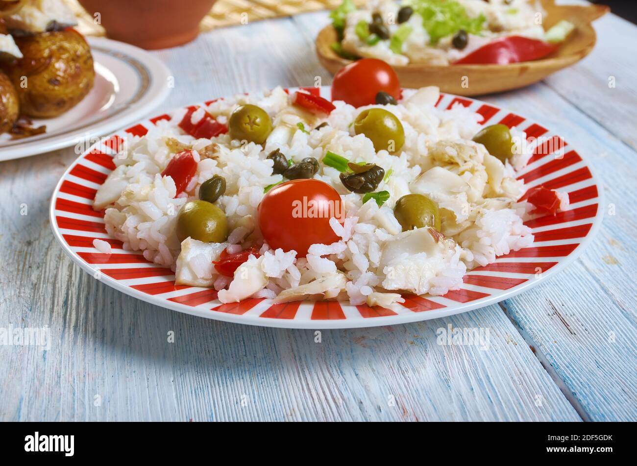 Arroz de bacalhau, Bacalhau Rice, Codfish rice - Typical Portuguese ...