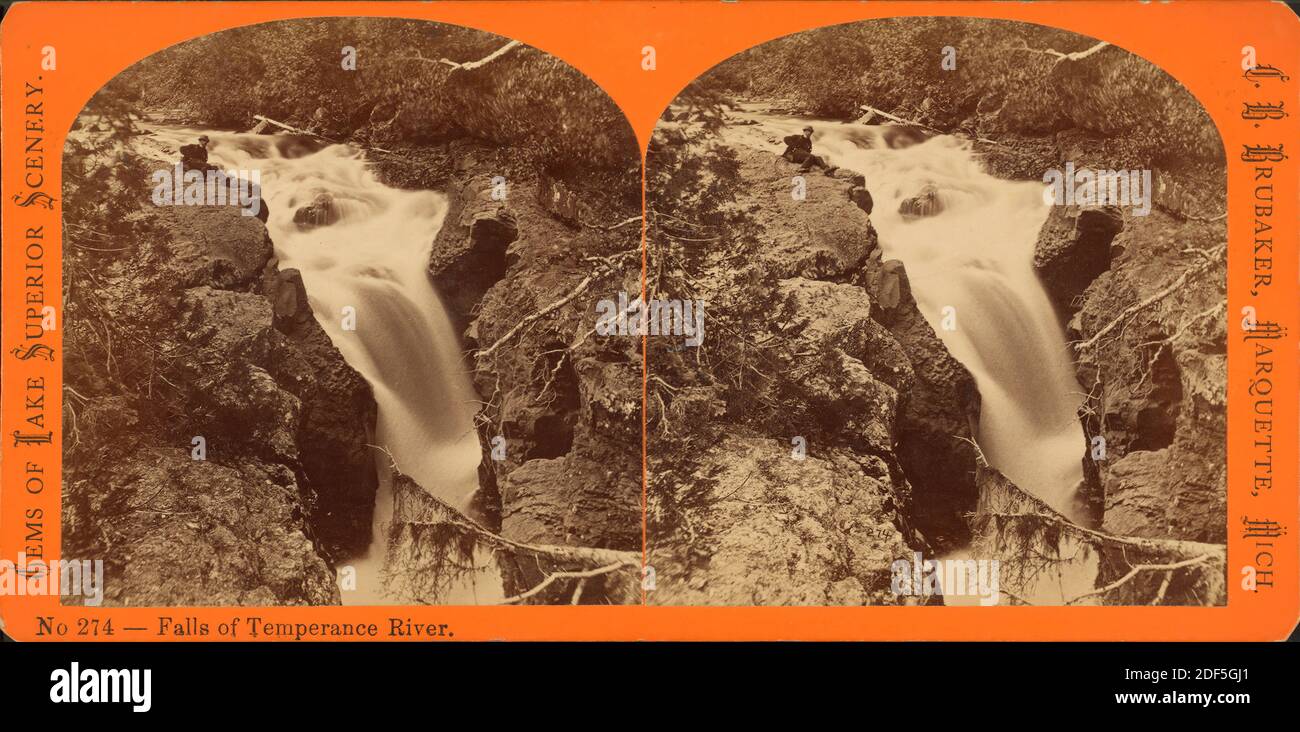 Falls of Temperance River., still image, Stereographs, Childs, B. F. (Brainard F.) (ca. 1841-1921 Stock Photo