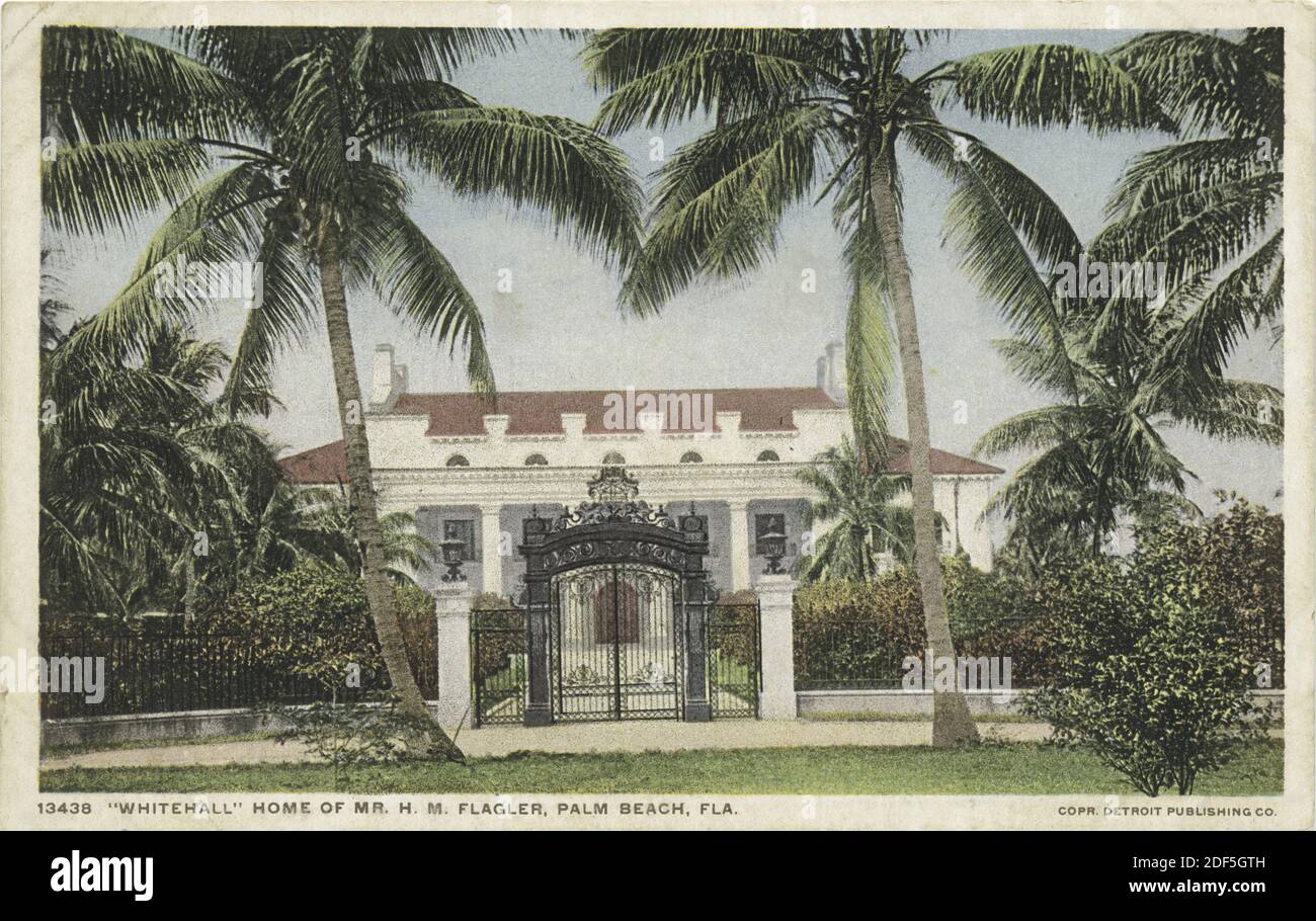 Whitehall, Home of Mr. H.M. Flagler, Palm Beach, Fla., still image, Postcards, 1898 - 1931 Stock Photo