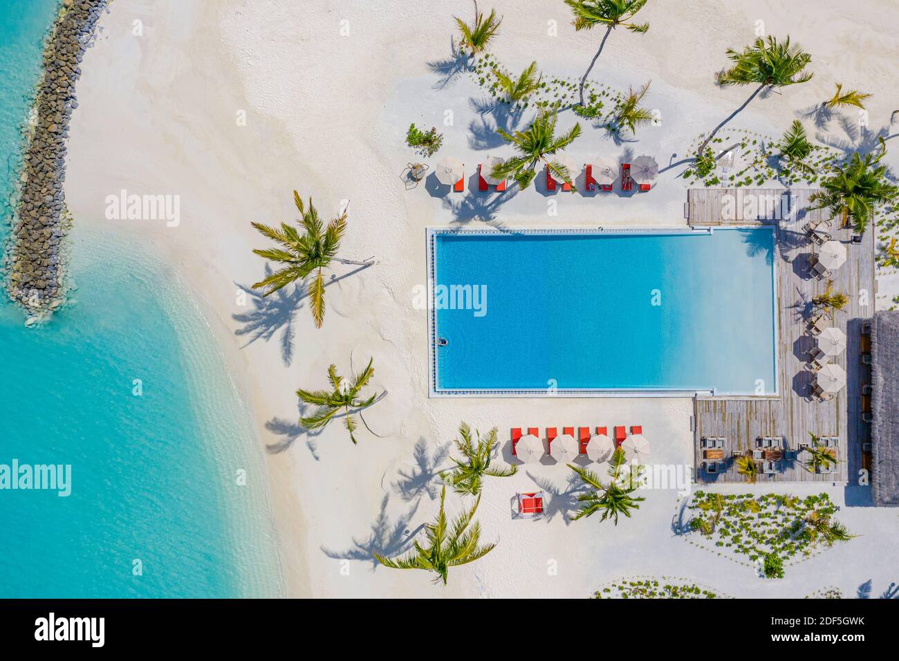 Aerial view of beautiful hotel summer landscape sea shore, coast, azure