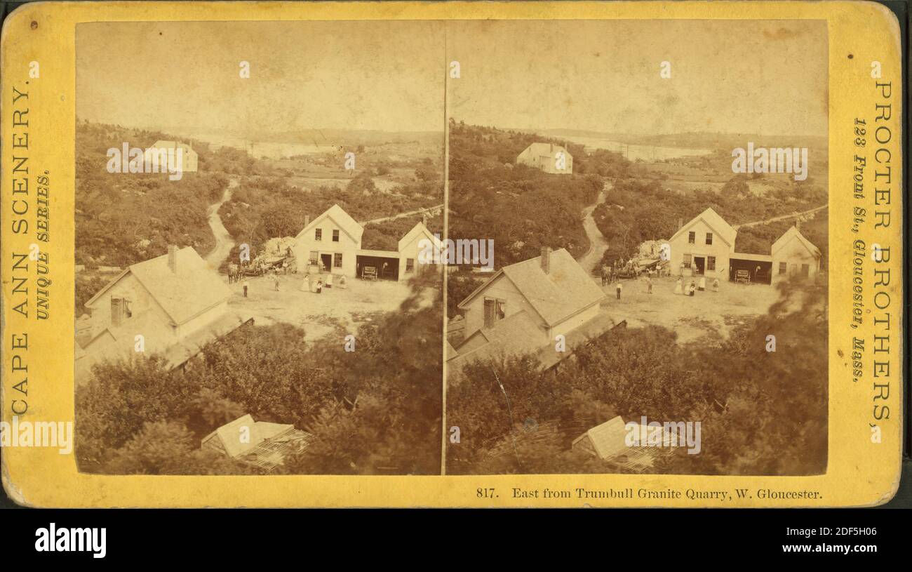 East from Trumbull Granite quarry, West Gloucester., still image, Stereographs, 1850 - 1930, Procter Brothers Stock Photo