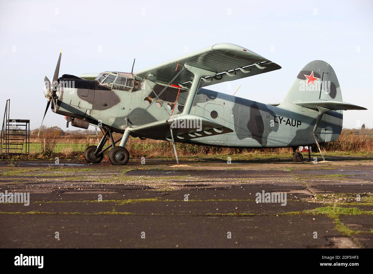 Antonov AN-2 Russian military Biplane call sign LY-AUP Stock Photo