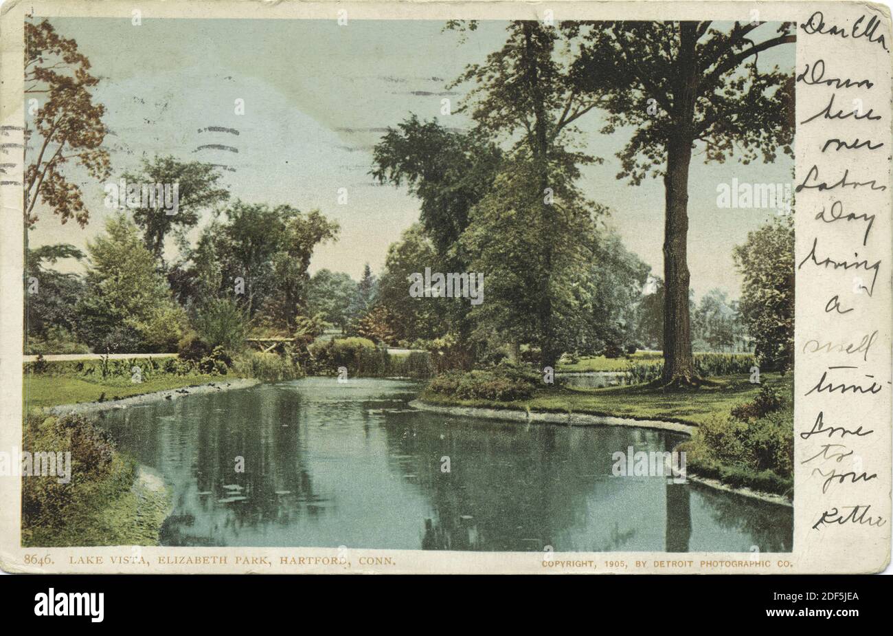 Lake Vista, Elizabeth Park, Hartford, Conn., still image, Postcards, 1898 - 1931 Stock Photo