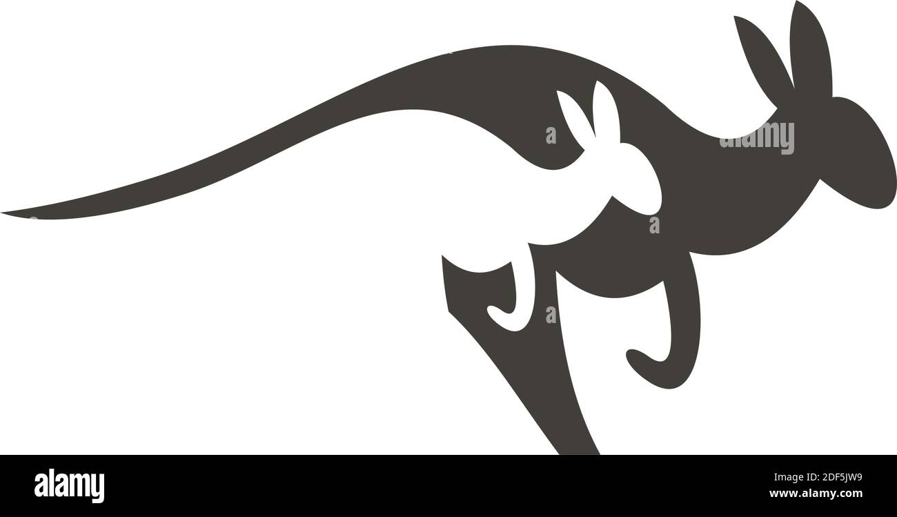 kangaroo running vector logo icon symbol Stock Vector