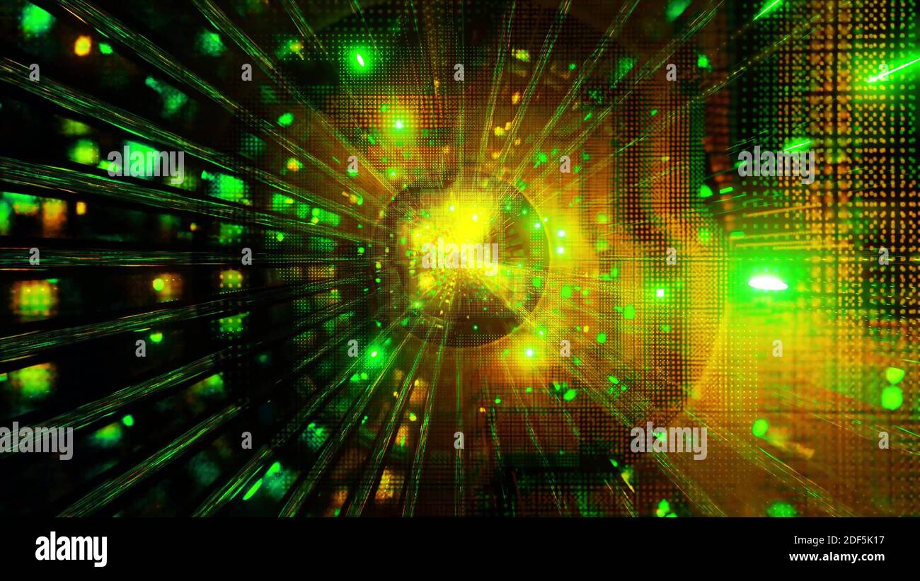 Glowing yellow green abstract artwork 3d illustration background wallpaper artwork Stock Photo