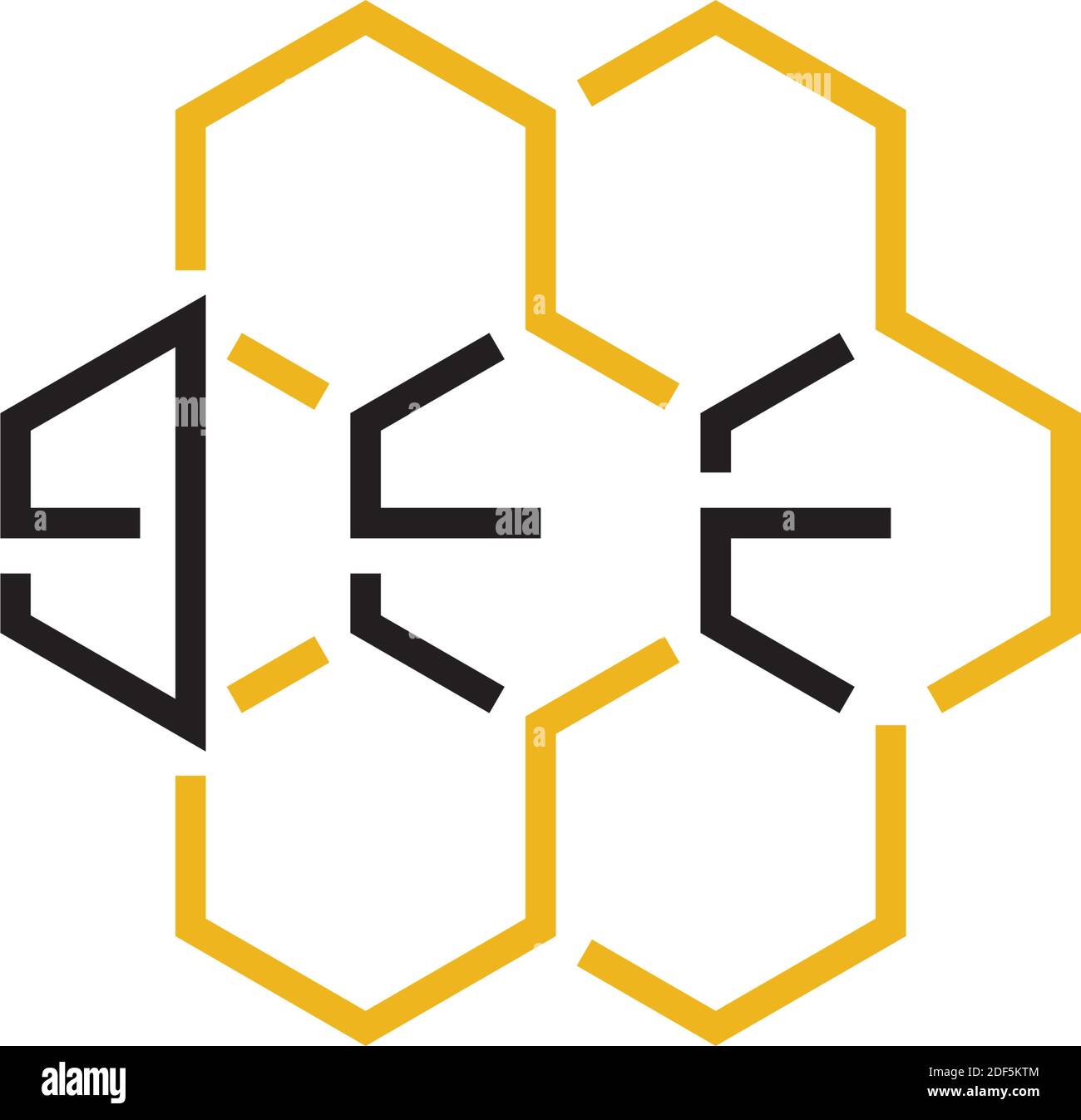 honeycomb with bee text logo icon vector Stock Vector