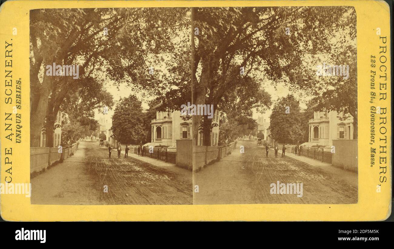 Middle St., from Washington, showing old Pearce house., still image, Stereographs, 1850 - 1930, Procter Brothers Stock Photo