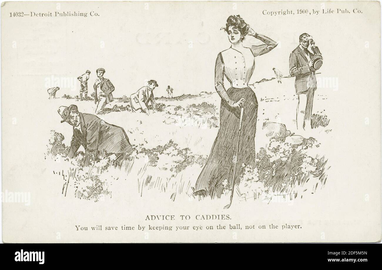 Advice to Caddies, Life Cartoons, still image, Postcards, 1898 - 1931 Stock Photo