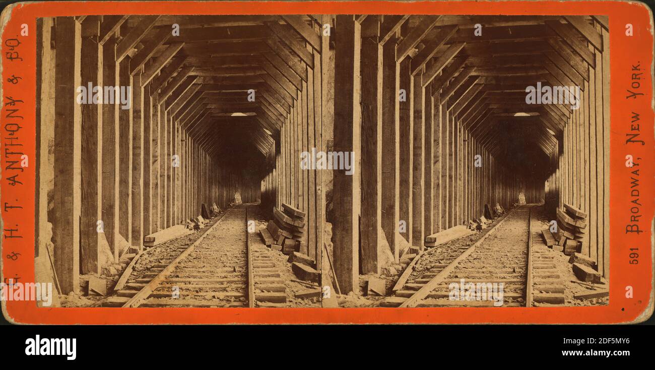 Interior view of snow sheds., still image, Stereographs, 1850 - 1930 Stock Photo