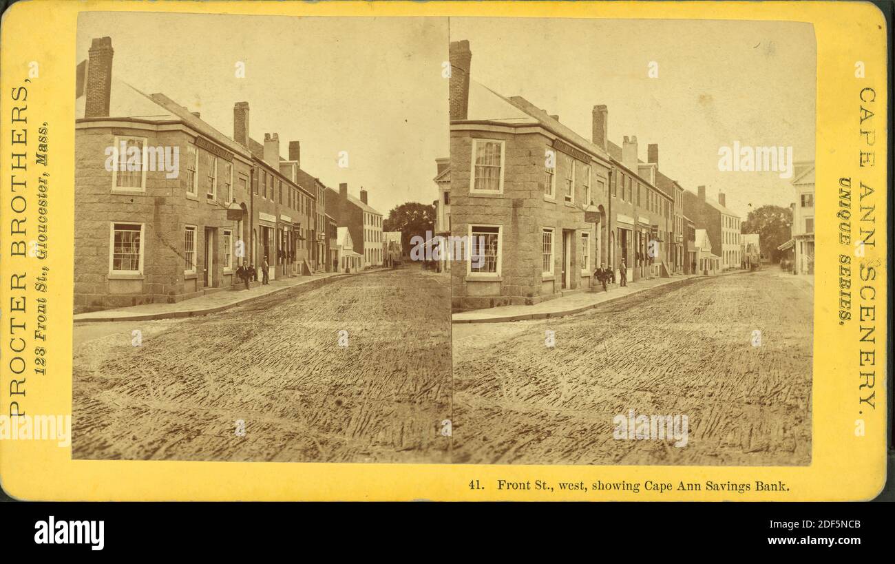 Front Street, west showing Cape Ann Savings Bank., still image, Stereographs, 1850 - 1930, Procter Brothers Stock Photo