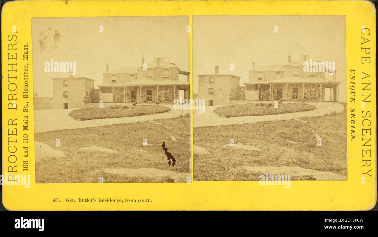 Gen. Butler's residence, from south., still image, Stereographs, 1850 - 1930, Procter Brothers Stock Photo