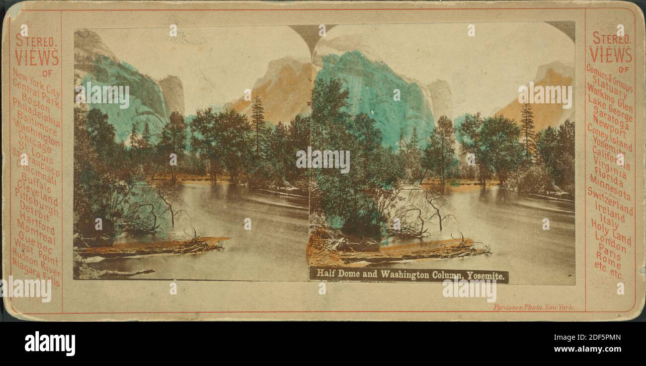 Half Dome and Washington Column, Yosemite., still image, Stereographs, 1880, Purviance (New York, N.Y Stock Photo
