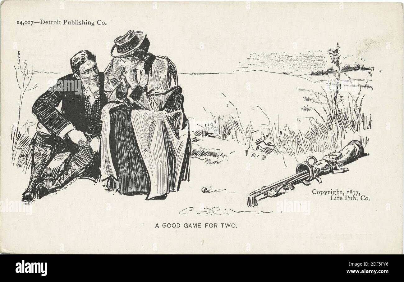 A Good Game for two, Life Cartoons, still image, Postcards, 1898 - 1931 Stock Photo