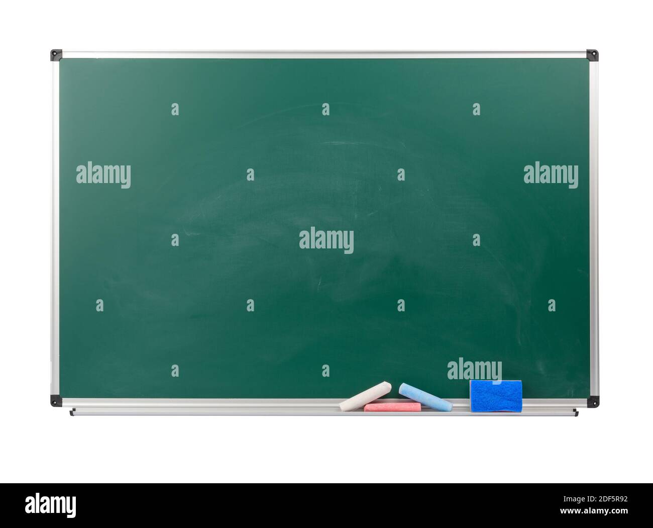 blank green school chalk board isolated on white background Stock Photo