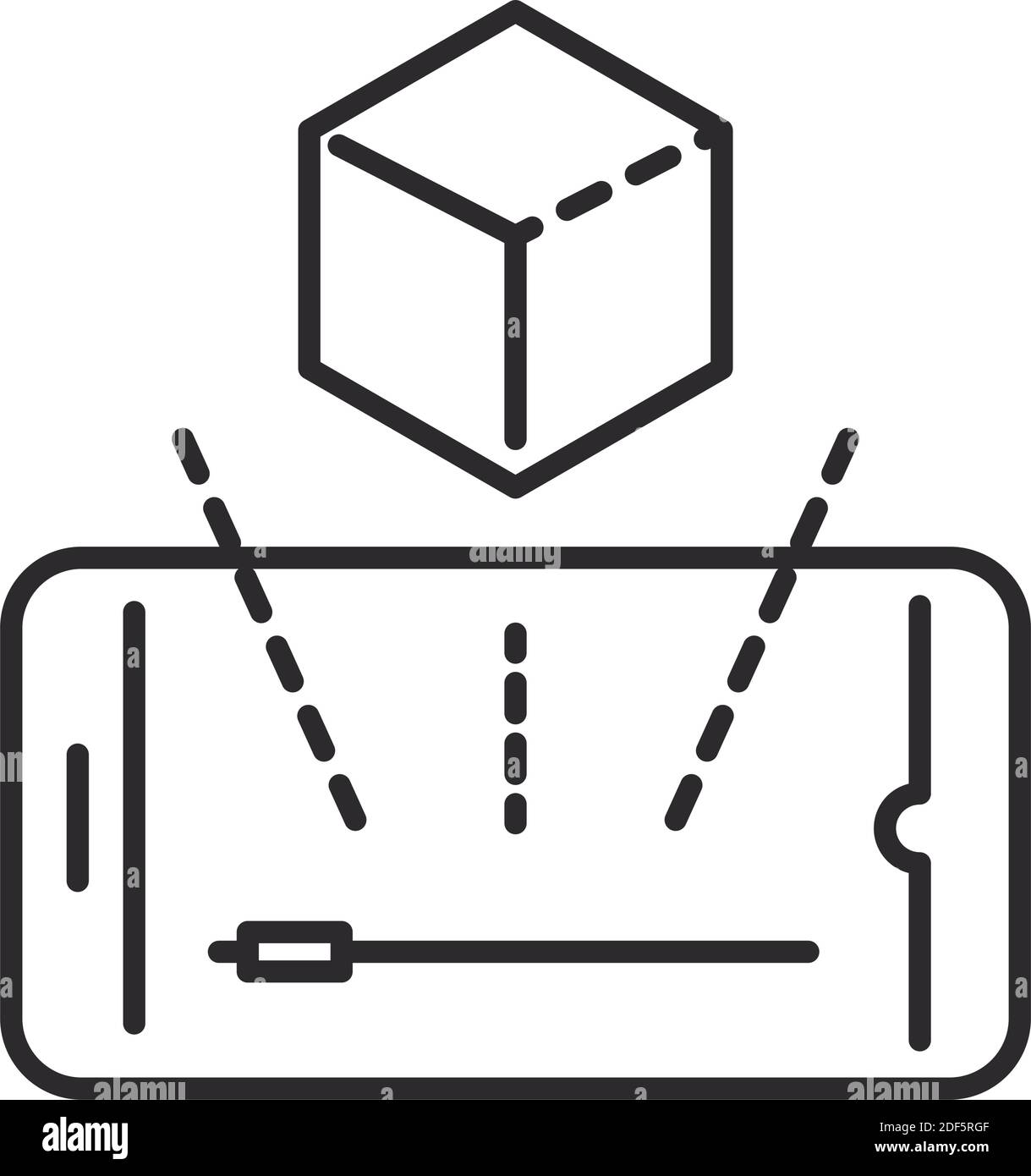 augmented reality smartphone view cube 3d vector illustration line style Stock Vector