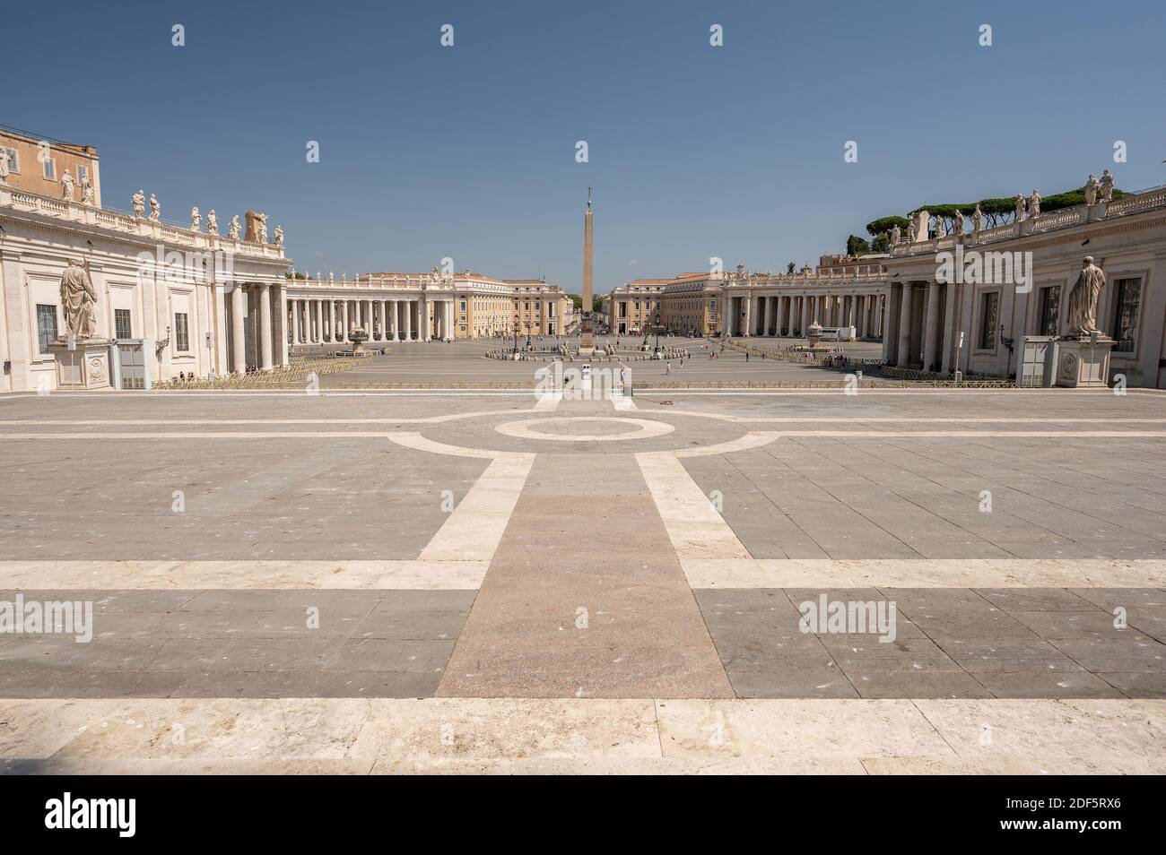 View of empty St Peter's Square from the basilica entrance, Vatican ...