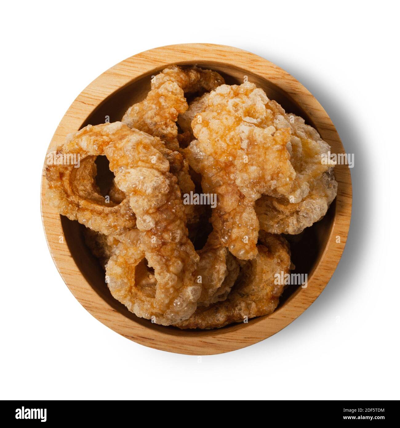 Pork snack isolated on a white background. Crispy Pork snack with clipping path. food concept. Stock Photo