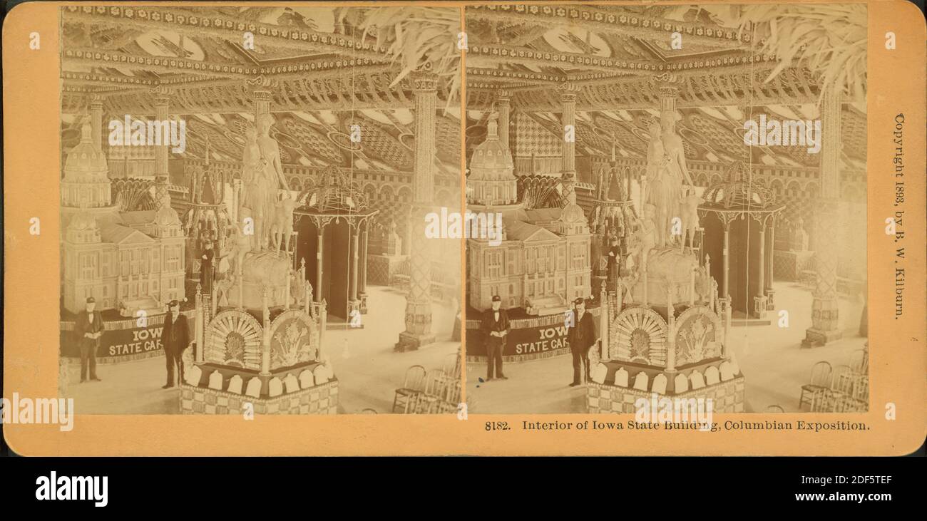 Interior of Iowa State building, Columbian Exposition., still image, Stereographs, 1893, Kilburn, B. W. (Benjamin West) (1827-1909 Stock Photo
