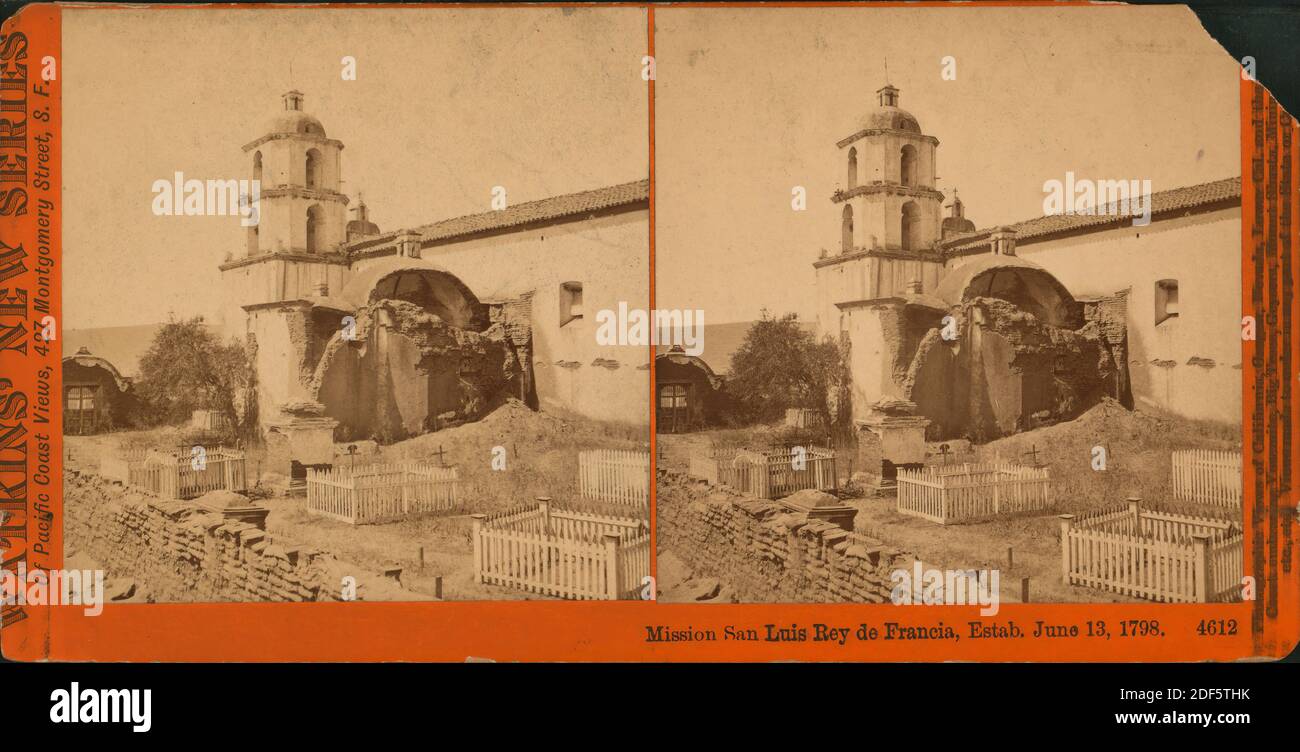 Mission San Luis Rey de Francia, Established June 13, 1798., still image, Stereographs Stock Photo