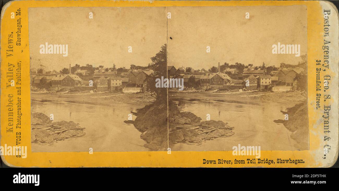 Down river, from Toll Bridge, Skowhegan., still image, Stereographs, 1850 -  1930, Vose, S. S Stock Photo - Alamy