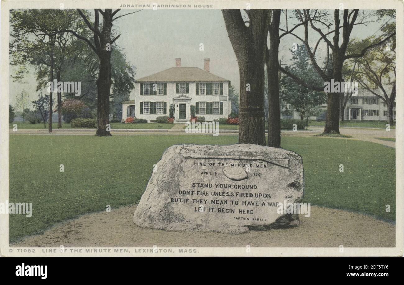 Line of the Minute Men, Lexington, Mass., still image, Postcards, 1898 - 1931 Stock Photo