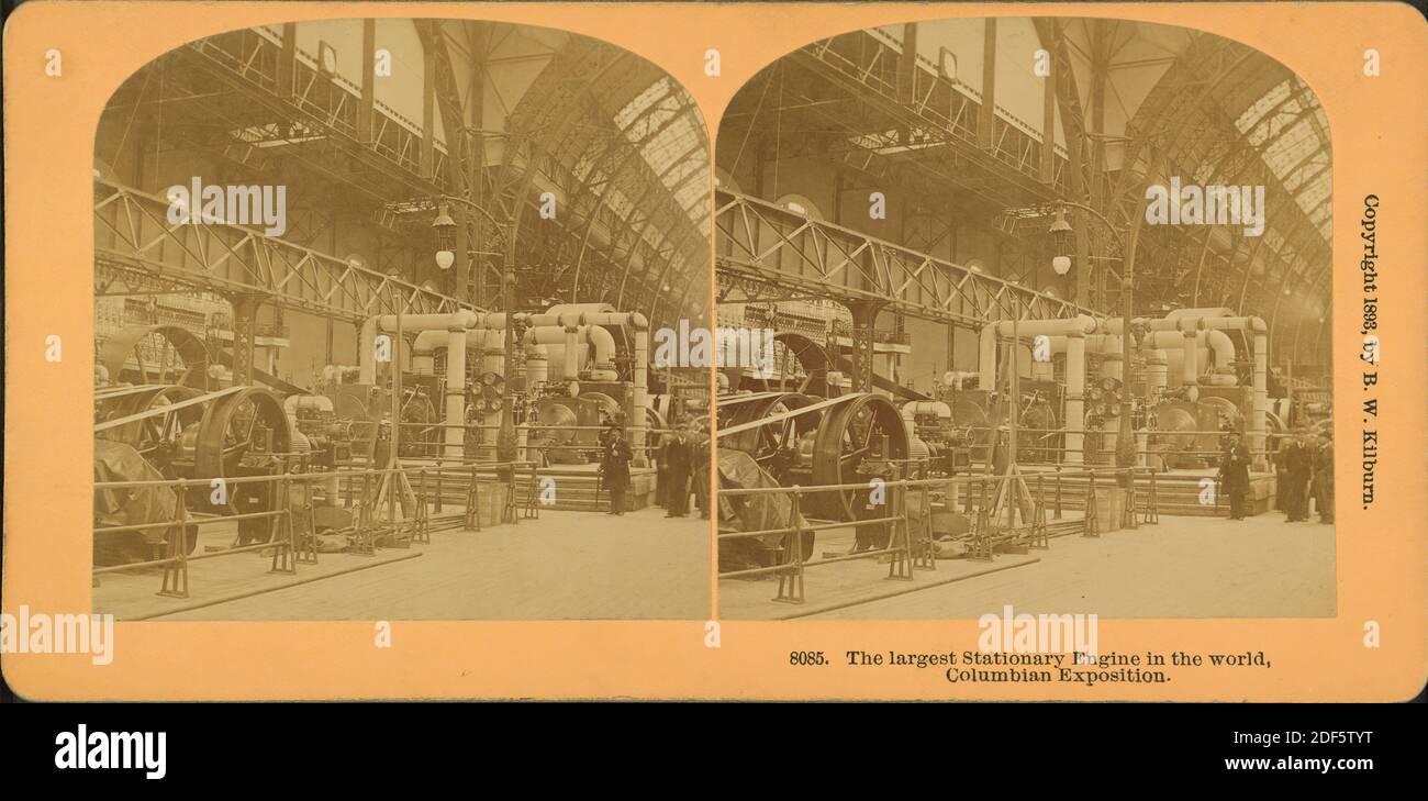 The largest stationary engine in the world, Columbian Exposition., still image, Stereographs, 1893, Kilburn, B. W. (Benjamin West) (1827-1909 Stock Photo