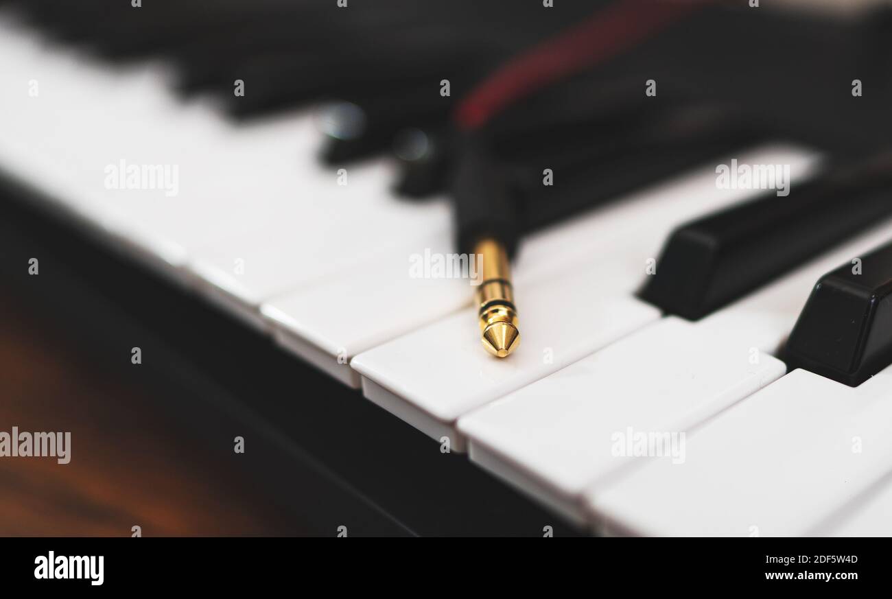Headphone jack on the musical keyboard Stock Photo Alamy