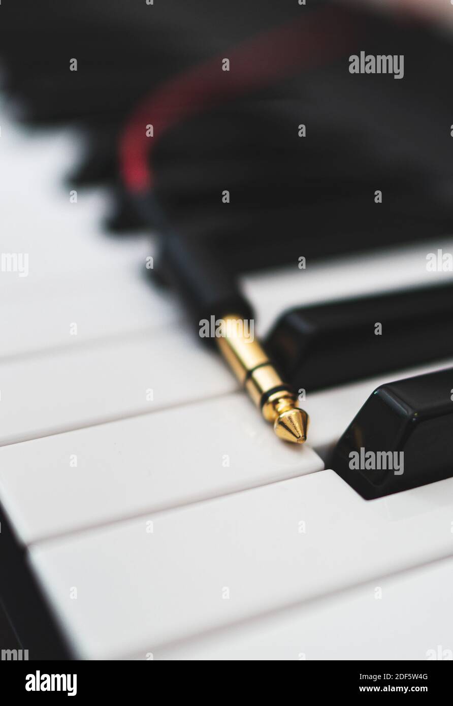 Headphone jack on the musical keyboard Stock Photo Alamy