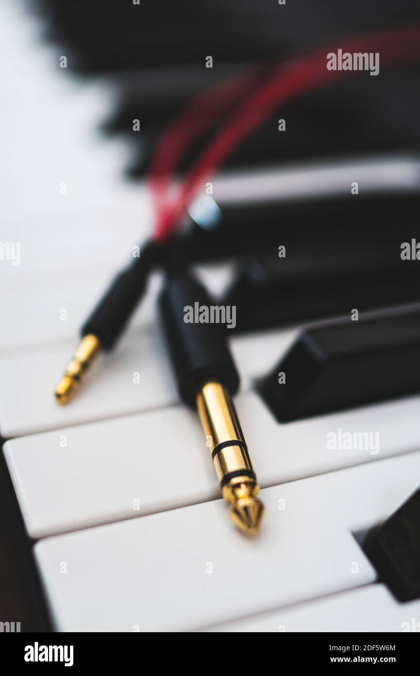Two headphone jacks on the musical keyboard Stock Photo Alamy