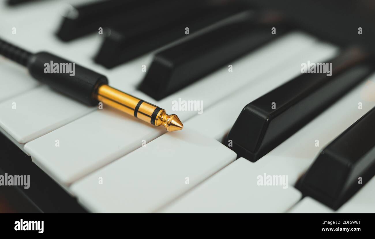 Headphone jack on the musical keyboard Stock Photo Alamy