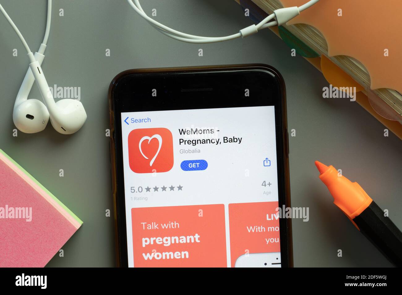 New York, USA - 1 December 2020: WeMoms mobile app icon on phone screen ...