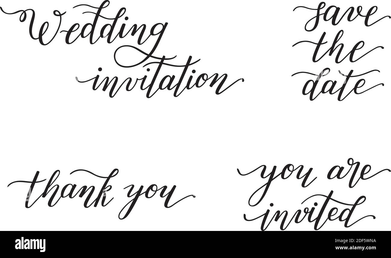 Set of hand lettering for invitations, weddings. Isolated on white ...