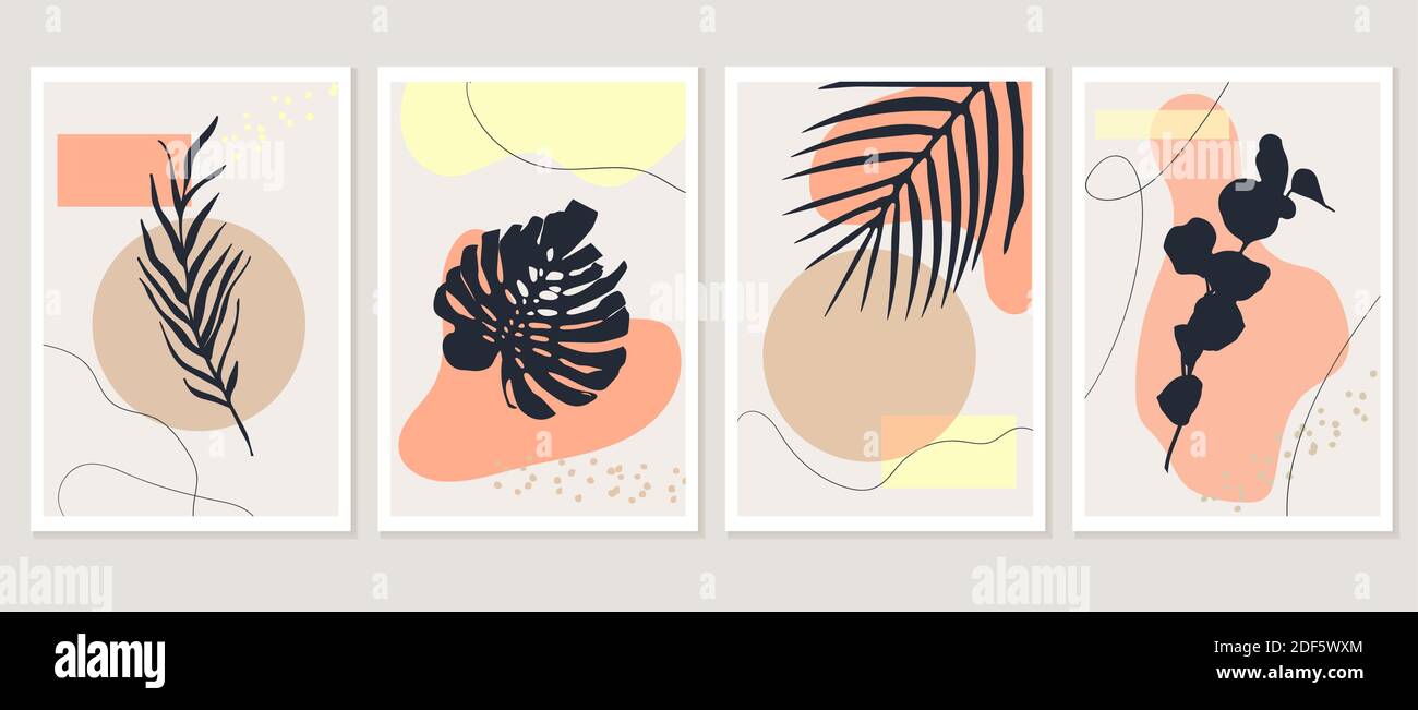 Minimalist modern style nature illustrations Stock Vector