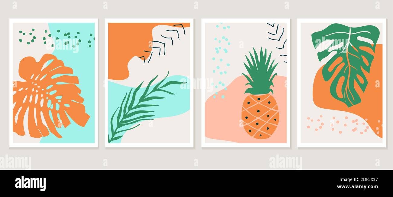 Minimalist modern style nature illustrations Stock Vector