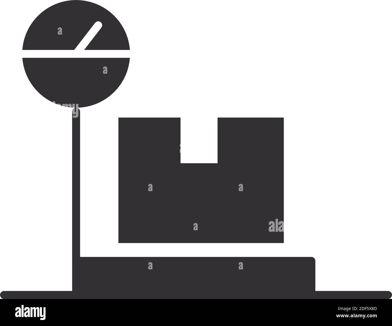 delivery cardboard box in scale weight logistic vector illustration silhouette icon Stock Vector