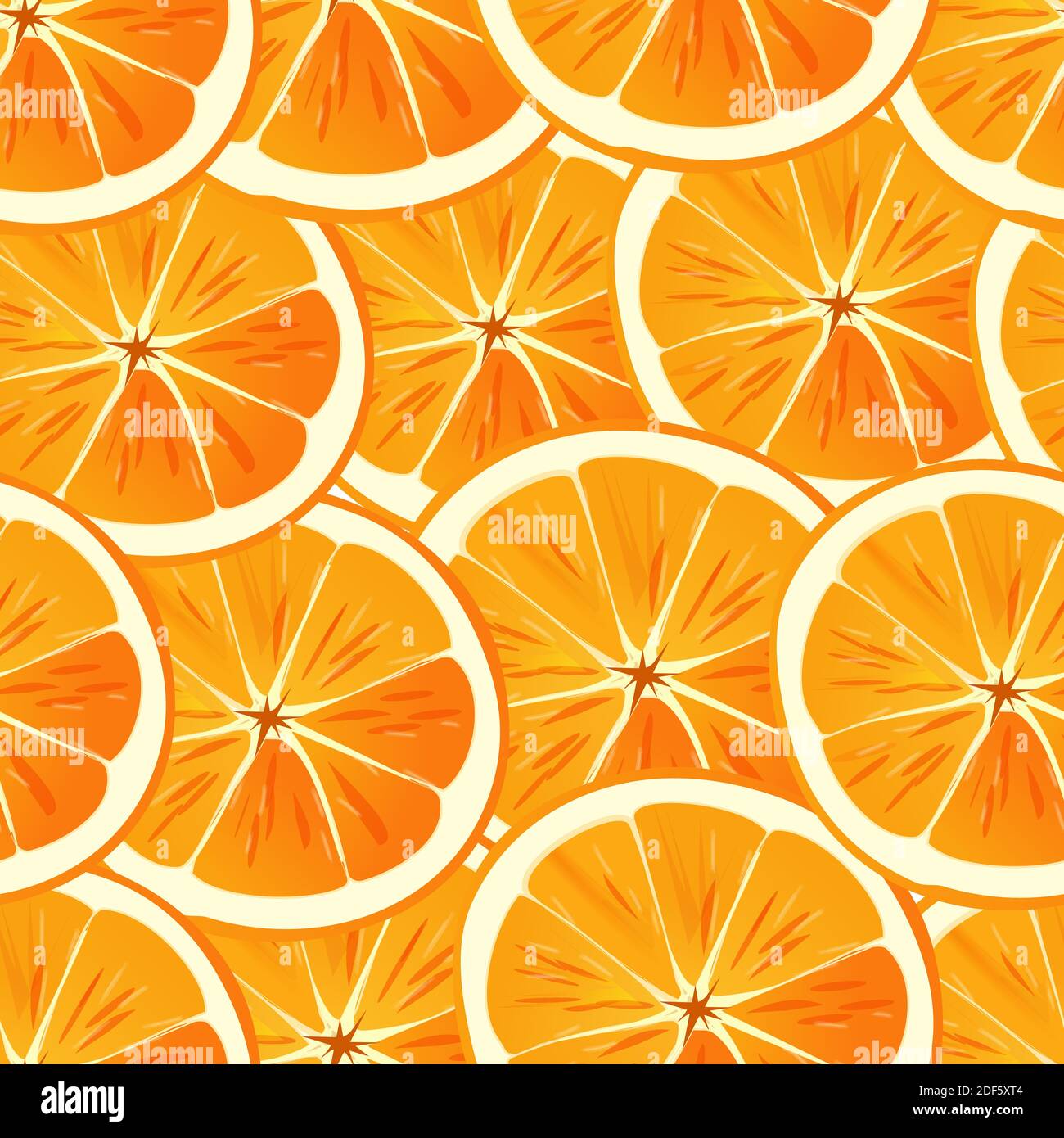 Seamless hand drawn vector pattern of bright orange fruit slices Stock Vector