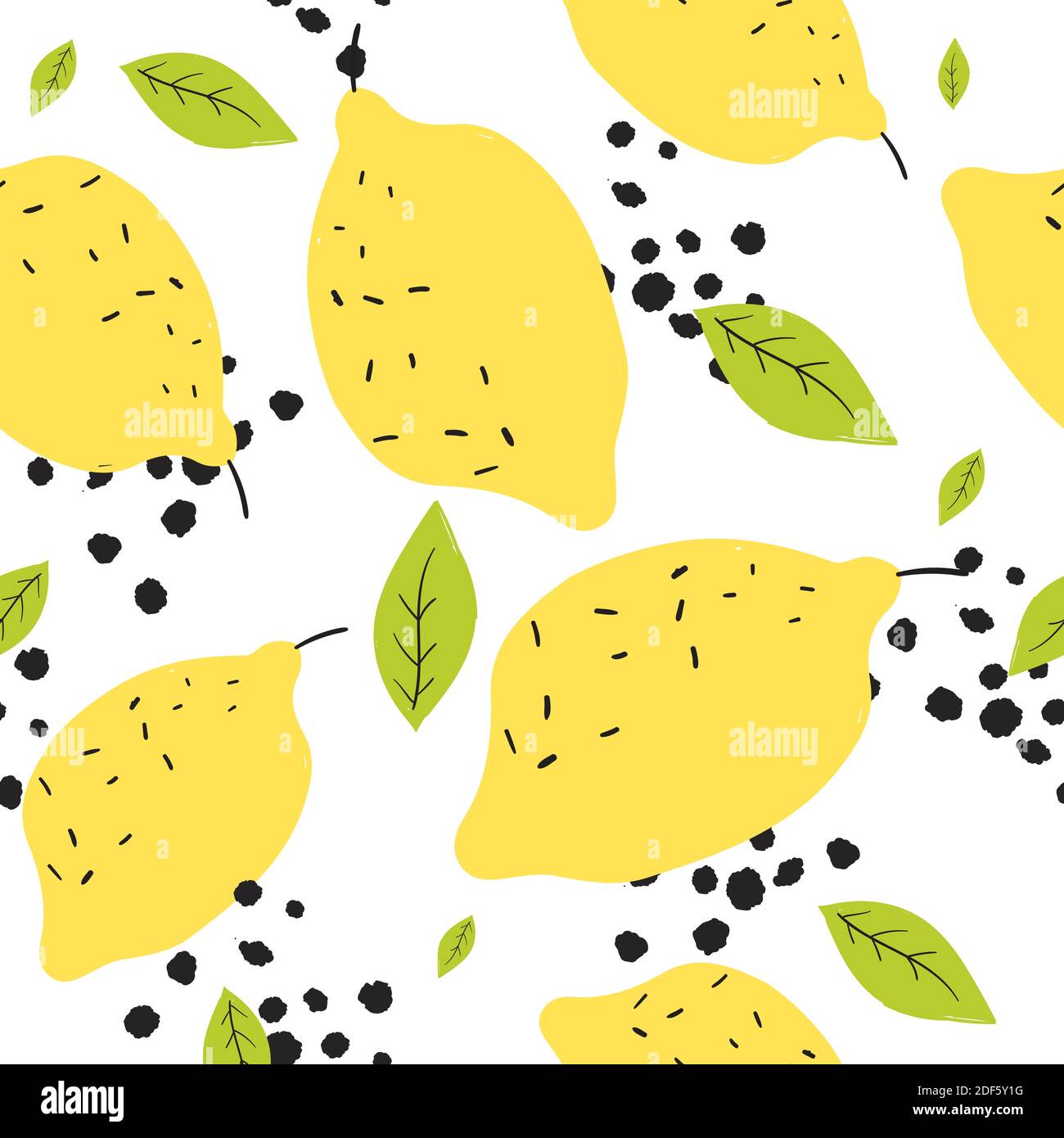 Seamless pattern with abstract doodle lemons Stock Vector