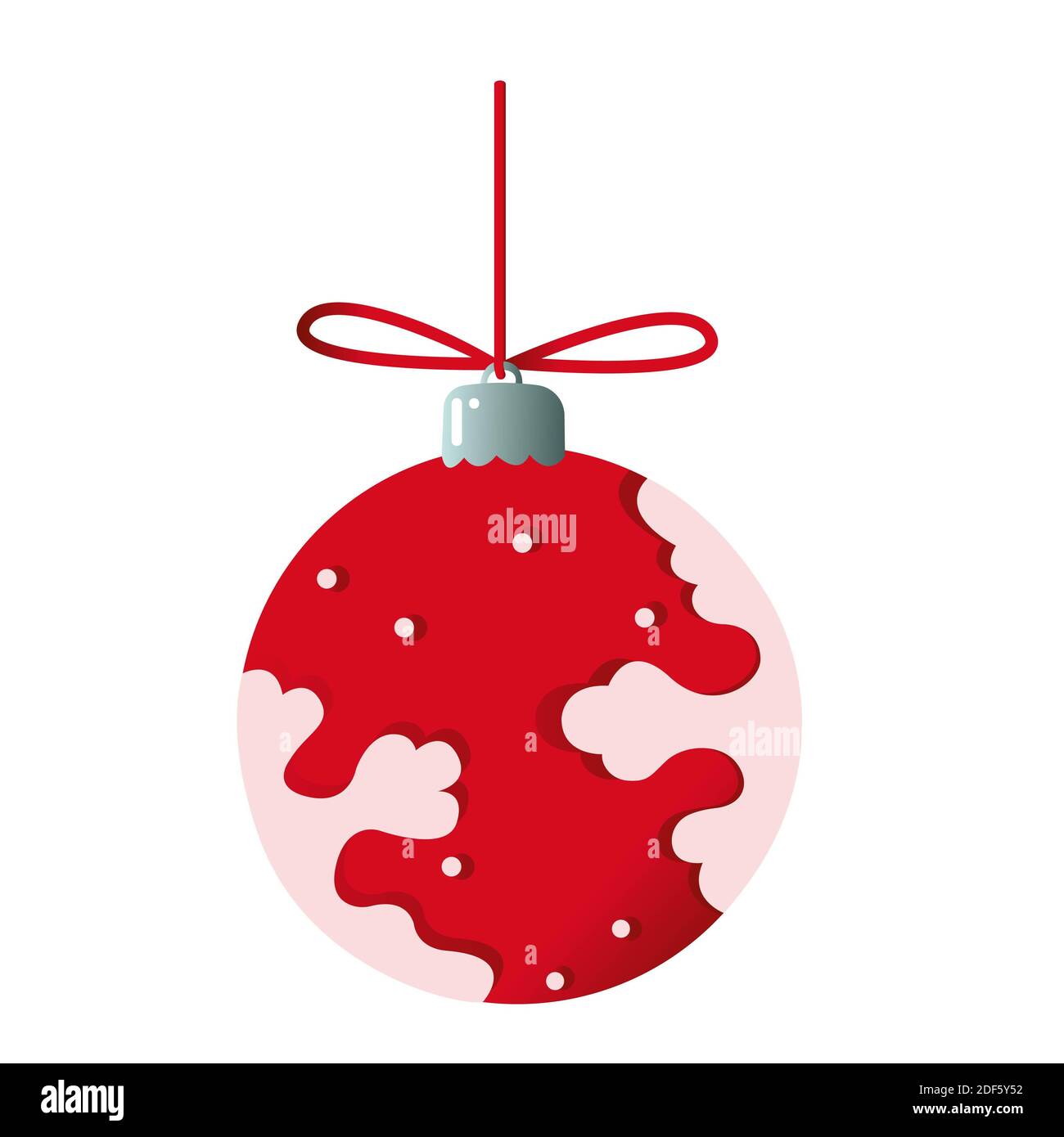 Christmas illustration of tree toy red color with snowflake. Vector illustration on white background Stock Photo