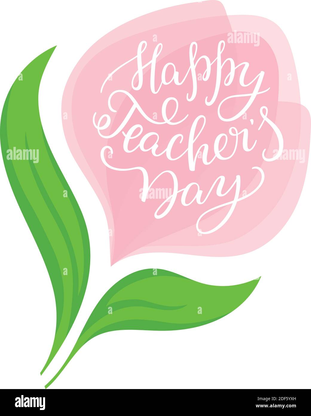 Happy Teacher's Day - hand lettering with flower. Template for ...