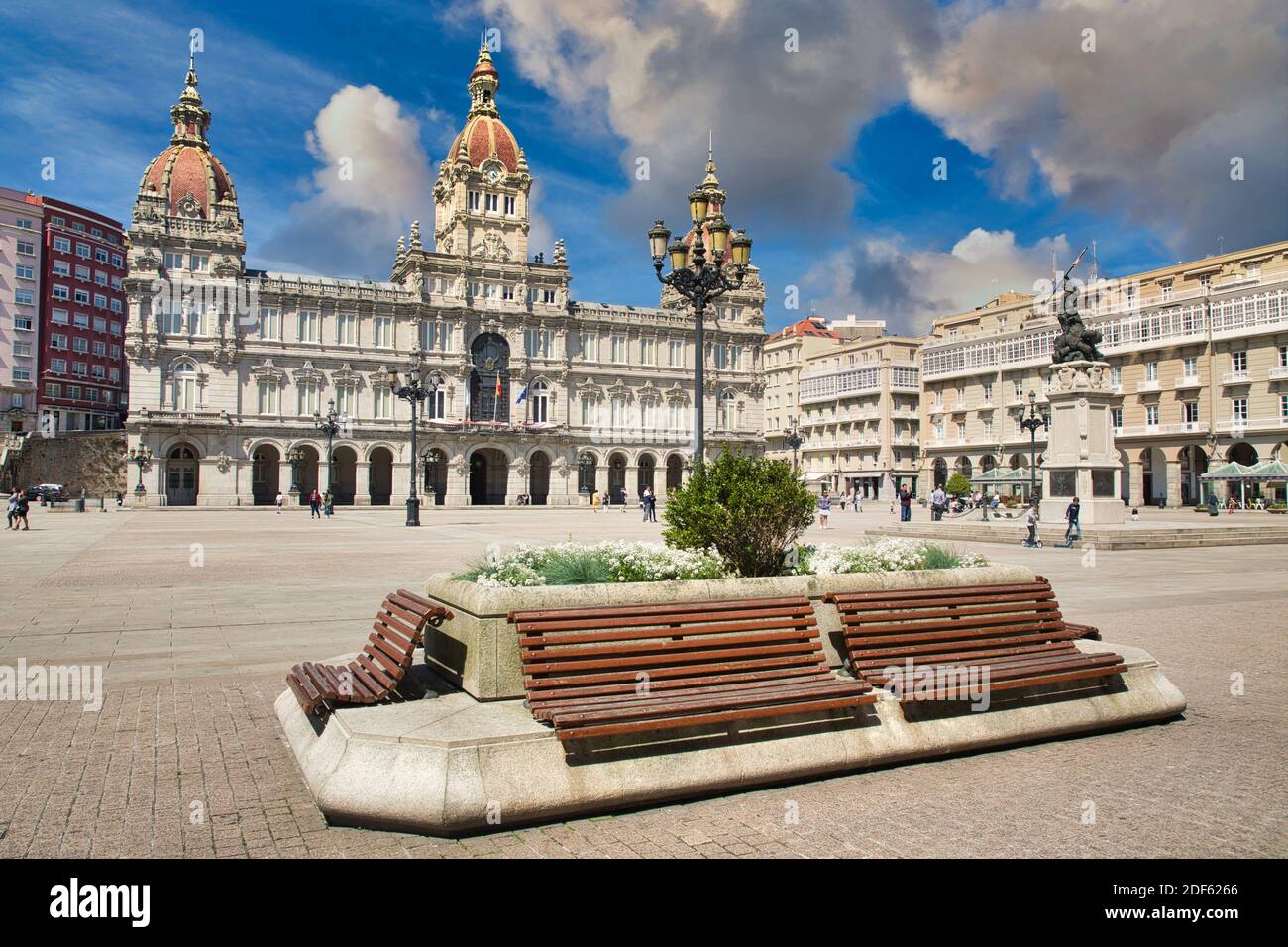 Town hall, Plaza de Maria Pita, A Coruña, Galicia, Spain Stock Photo