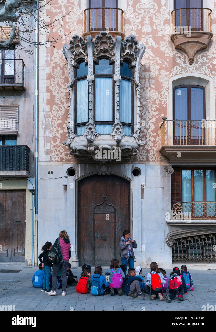 SolÃ  i Morales house, Lluis Domenech i Montaner architect, 1916, Catalan Modernism, Olot, La Garrotxa region, La Garrotxa Natural Park, Girona Stock Photo