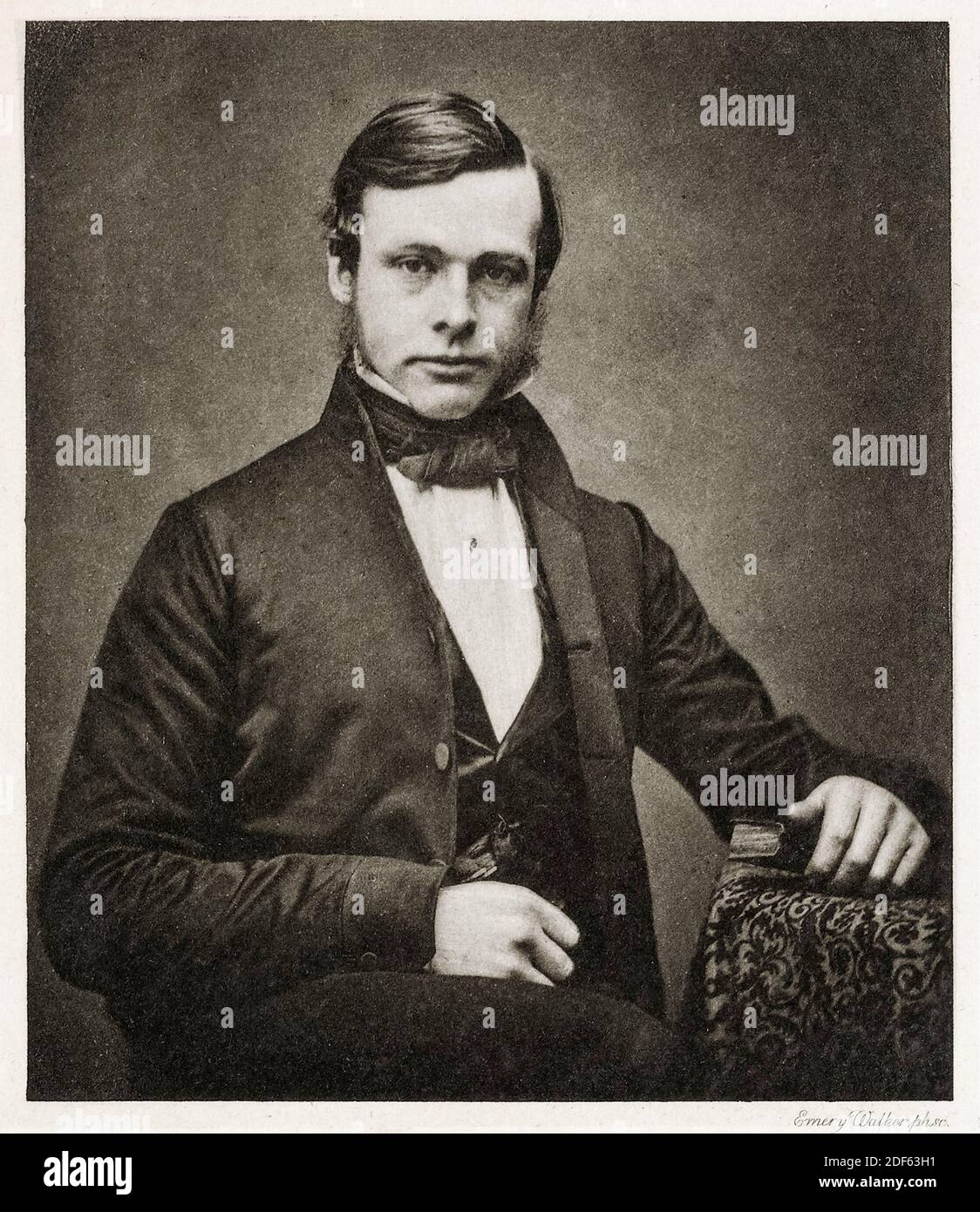 Joseph Lister, 1st Baron Lister (1827-1912), British surgeon and pioneer of antiseptic surgery, photogravure portrait engraving by Emery Walker, circa 1855 Stock Photo