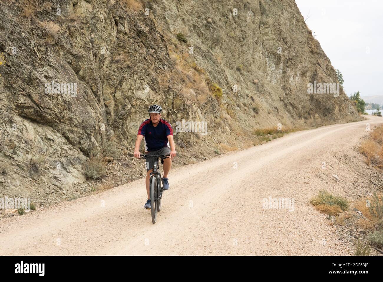biking on the Okanagan Rail Trail, next to Kalamalka Lake, Okanagan