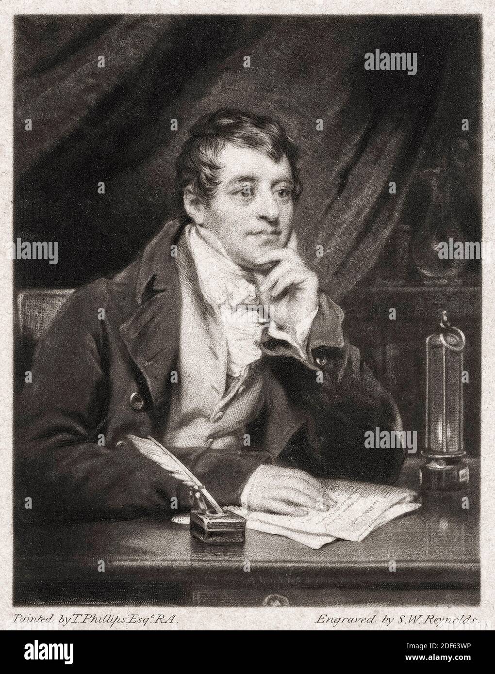 Sir Humphry Davy, 1st Baronet (1778-1829), Cornish chemist and inventor, portrait engraving by SW Reynolds after Thomas Phillips, after 1821 Stock Photo